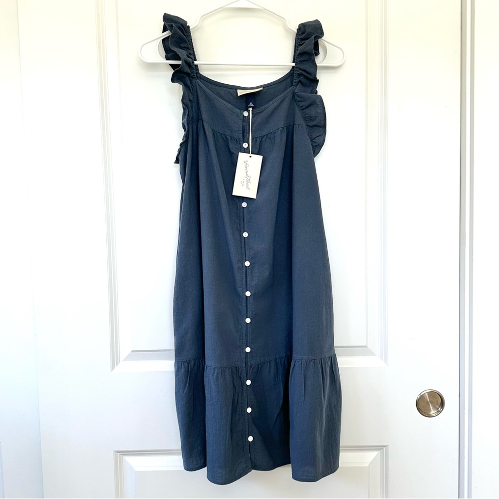 NWT Universal Thread Blue Sleeveless Flutter Button Down Dress